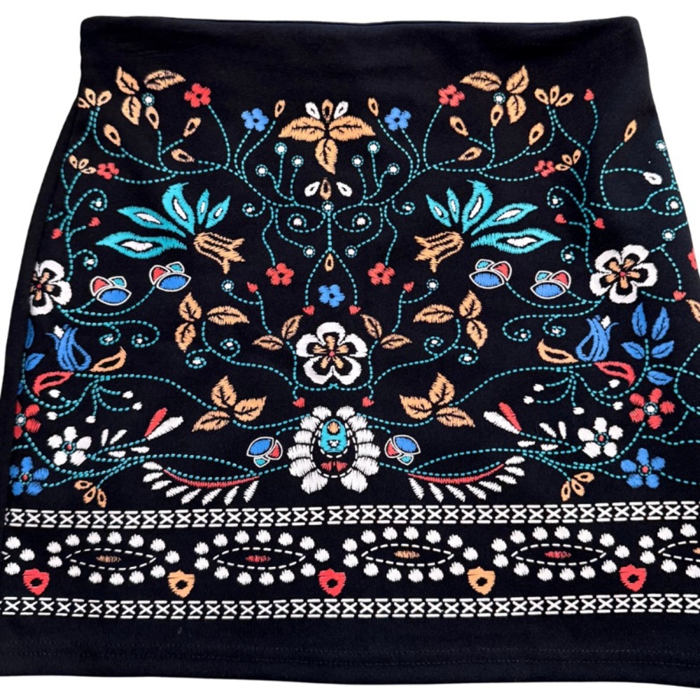 Embellished Blue and Orange Mini Skirt for Cocktail Nights